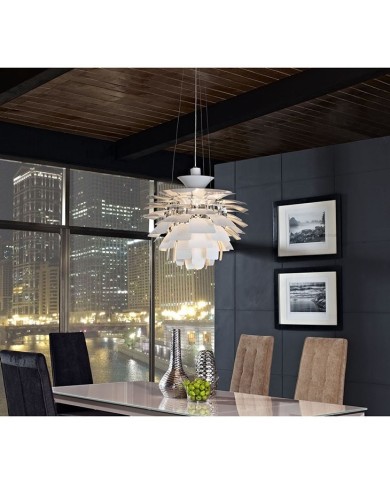 Lámpara ARTIC, aluminio, blanca, 60 cms. de diámetro