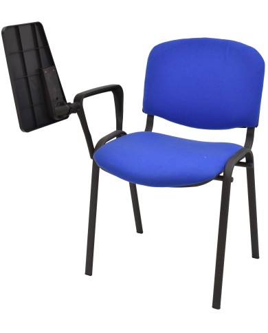 Silla NIZA NEW AM, brazo pala a derecha, chasis negro, tapizado azul