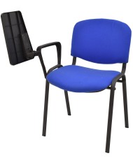 Silla NIZA NEW AM, brazo pala a derecha, chasis negro, tapizado azul
