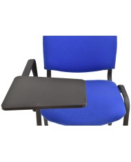 Silla NIZA NEW AM, brazo pala a derecha, chasis negro, tapizado azul