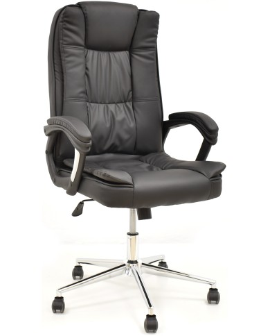 Sillón de oficina DUKE, alto, gas, basculante, similpiel negra