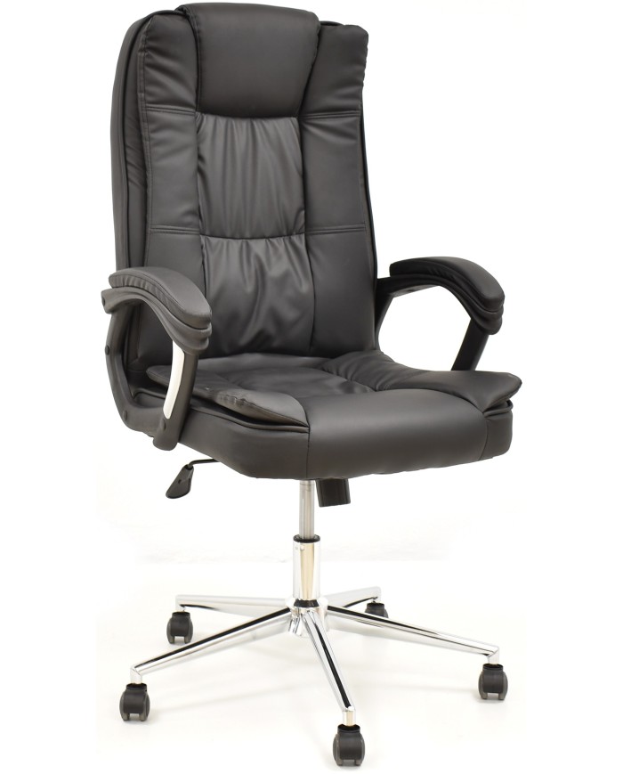 Sillón de oficina DUKE, alto, gas, basculante, similpiel negra