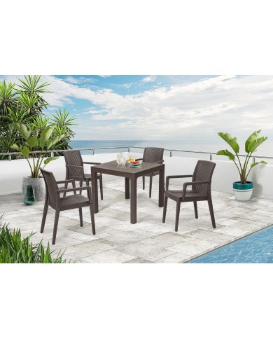 Sillón GLADY, apilable, polipropileno marrón chocolate