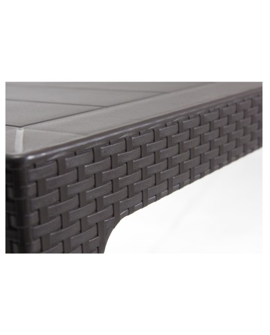 Mesa TROPICAL, ratán, polipropileno antracita, 140 x 80 cms