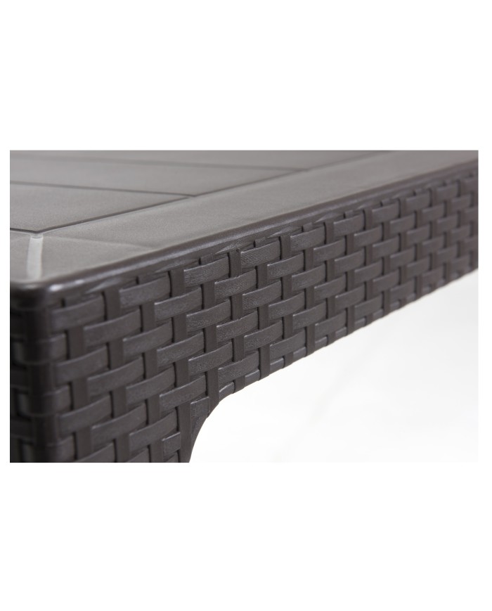 Mesa TROPICAL, ratán, polipropileno antracita, 140 x 80 cms