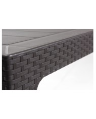 Mesa TROPICAL, ratán, polipropileno antracita, 140 x 80 cms