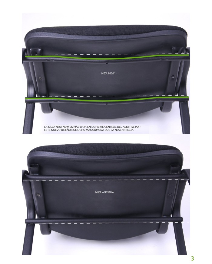 Silla NIZA NEW AM, chasis cromado, tejido A1, color negro*