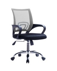 Sillón de oficina FISS NEW (M), negro, basculante, malla gris, tejido negro