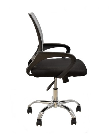 Sillón de oficina FISS NEW (M), negro, basculante, malla gris, tejido negro