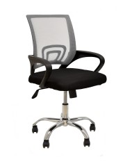 Sillón de oficina FISS NEW (M), negro, basculante, malla gris, tejido negro