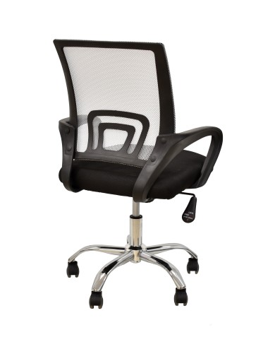 Sillón de oficina FISS NEW (M), negro, basculante, malla gris, tejido negro