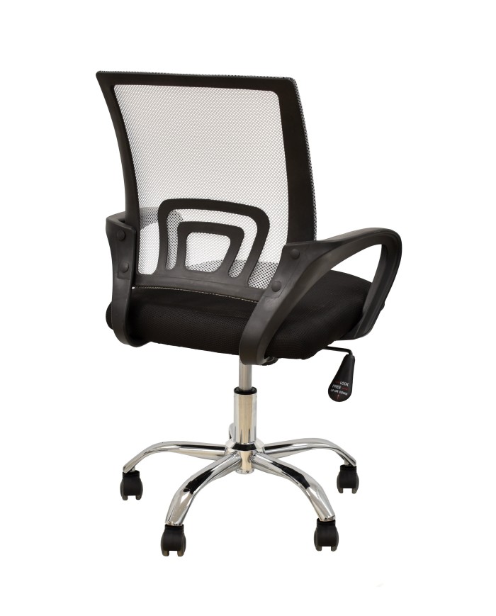 Sillón de oficina FISS NEW (M), negro, basculante, malla gris, tejido negro