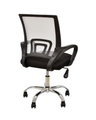 Sillón de oficina FISS NEW (M), negro, basculante, malla gris, tejido negro