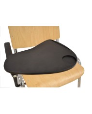 Silla NIZA NEW, chasis cromado, pala escritura, madera natural