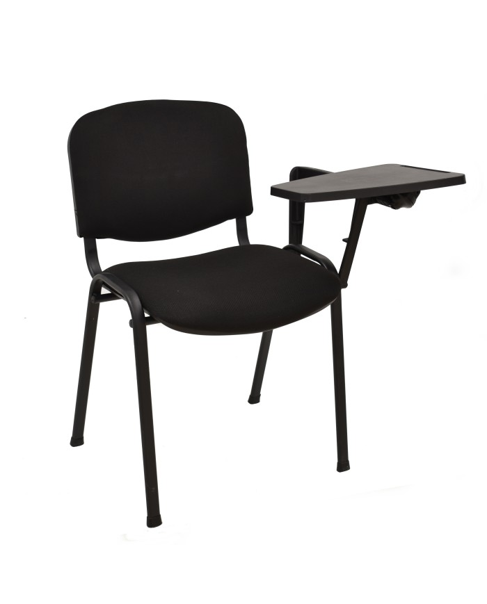 Silla NIZA NEW AM, brazo pala a izquierda, chasis negro, tapizado negro