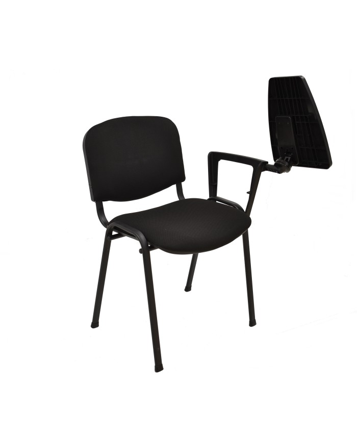 Silla NIZA NEW AM, brazo pala a izquierda, chasis negro, tapizado negro