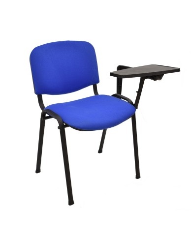 Silla NIZA NEW AM, brazo pala a izquierda, chasis negro, tapizado azul