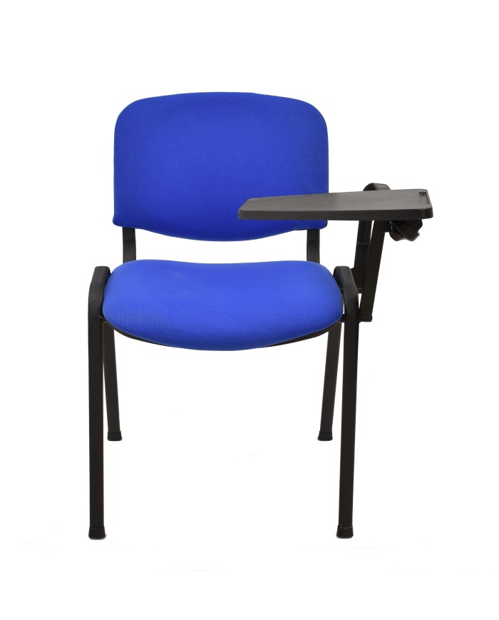 Silla NIZA NEW AM, brazo pala a izquierda, chasis negro, tapizado azul