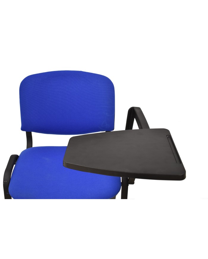 Silla NIZA NEW AM, brazo pala a izquierda, chasis negro, tapizado azul