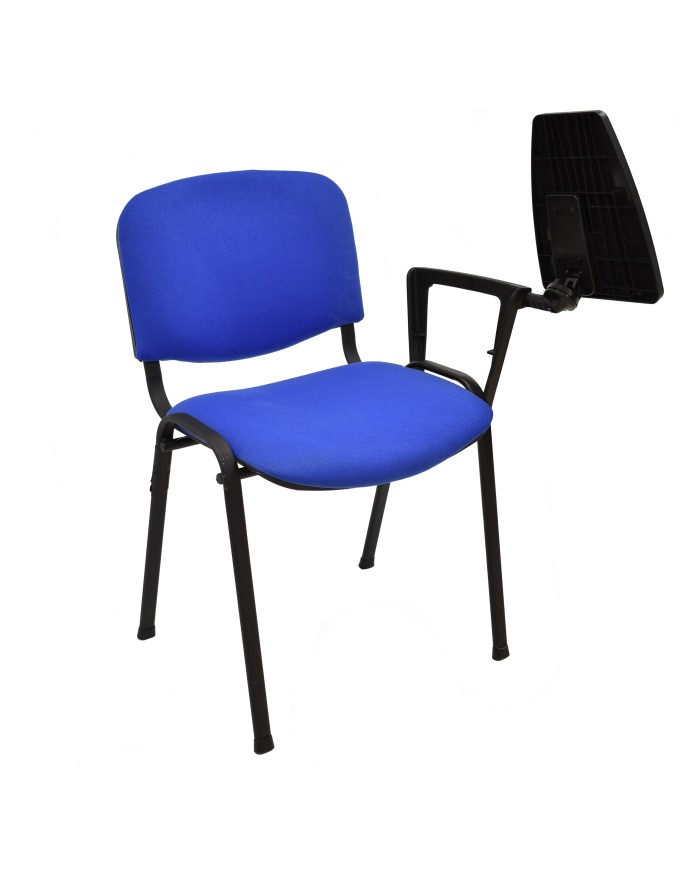 Silla NIZA NEW AM, brazo pala a izquierda, chasis negro, tapizado azul