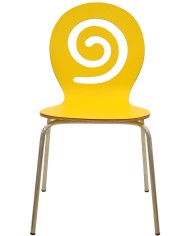 Silla PINSAPO, apilable, acero inoxidable, laminado amarillo