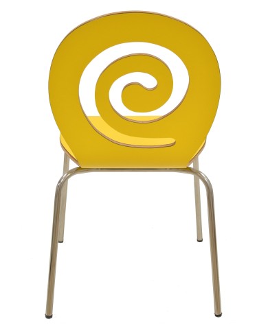 Silla PINSAPO, apilable, acero inoxidable, laminado amarillo