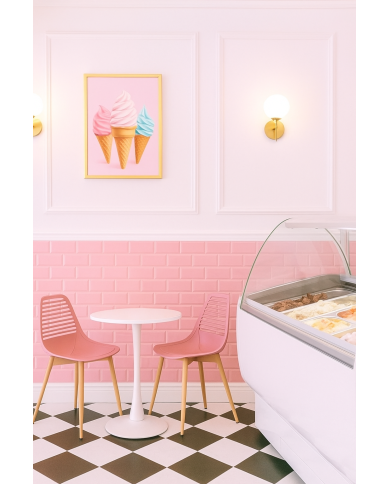 Silla UNCIBAY, metal, polipropileno rosa oscuro