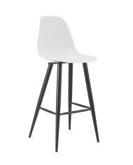 Taburete CLUNY, metal epoxi negro, polipropileno blanco
