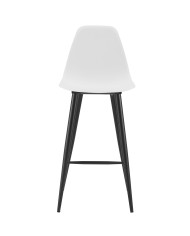 Taburete CLUNY, metal epoxi negro, polipropileno blanco