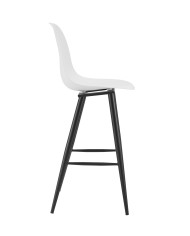 Taburete CLUNY, metal epoxi negro, polipropileno blanco