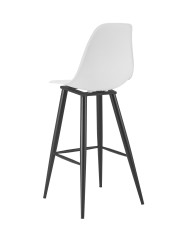 Taburete CLUNY, metal epoxi negro, polipropileno blanco