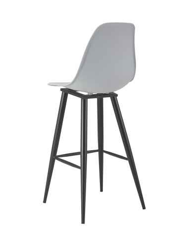 Taburete CLUNY, metal epoxi negro, polipropileno gris