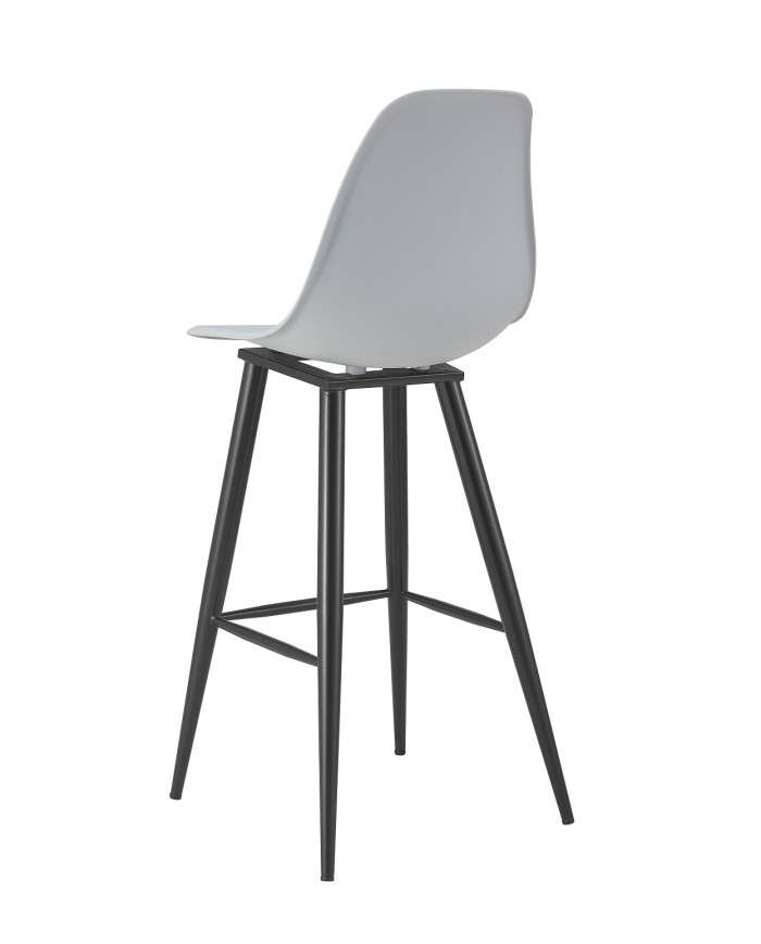 Taburete CLUNY, metal epoxi negro, polipropileno gris