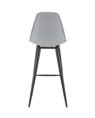 Taburete CLUNY, metal epoxi negro, polipropileno gris