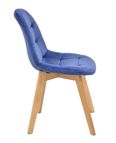 Silla LORENA, madera, tapizada velvet azul
