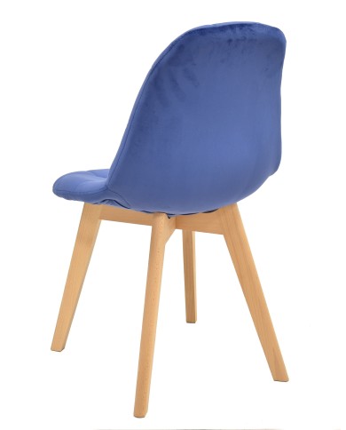 Silla LORENA, madera, tapizada velvet azul