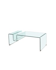 Mesa HARBOR, baja, cristal curvado, 120x60 cms