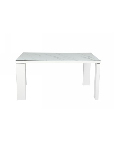 Mesa ROYAL, lacada blanca, cristal ceramico, 150 x 90 cms