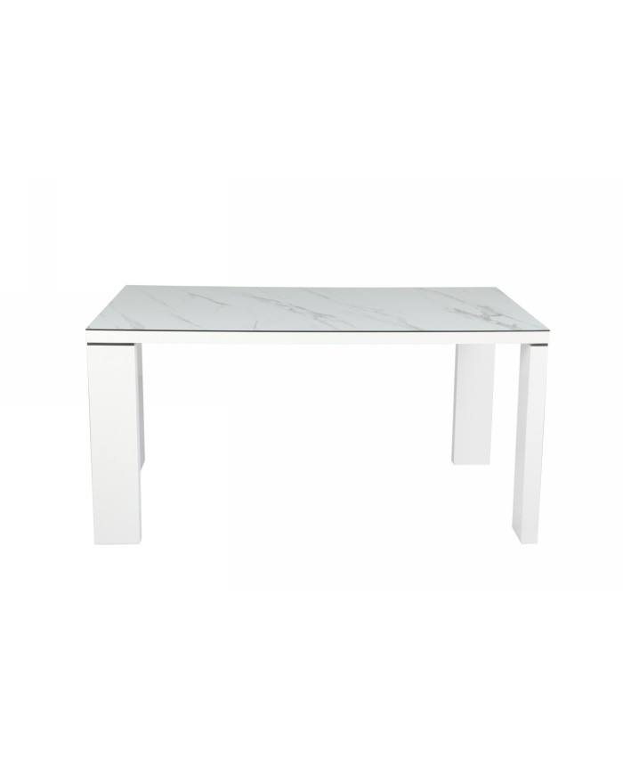 Mesa ROYAL, lacada blanca, cristal ceramico, 150 x 90 cms
