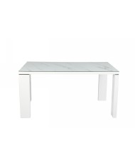 Mesa ROYAL, lacada blanca, cristal ceramico, 150 x 90 cms