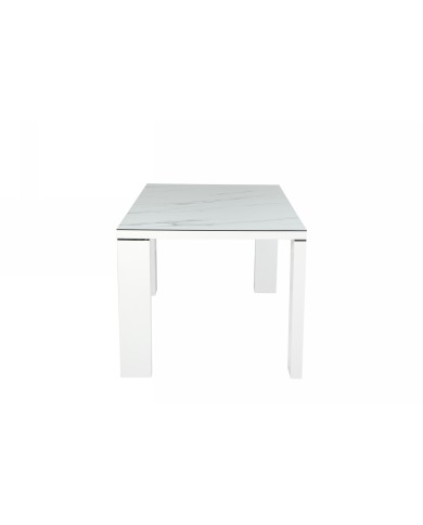 Mesa ROYAL, lacada blanca, cristal ceramico, 150 x 90 cms