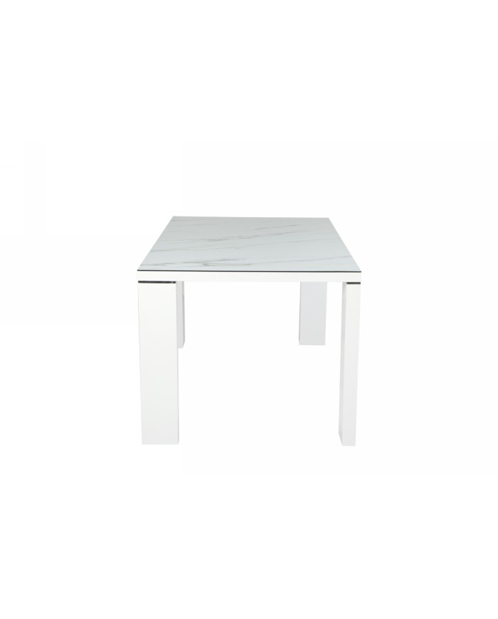 Mesa ROYAL, lacada blanca, cristal ceramico, 150 x 90 cms