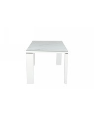 Mesa ROYAL, lacada blanca, cristal ceramico, 150 x 90 cms