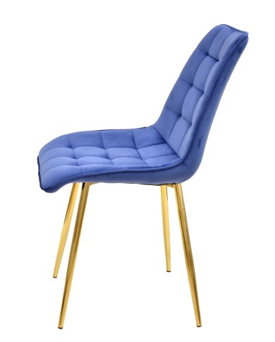 Silla GILDA, metal, dorado, tejido velvet azul