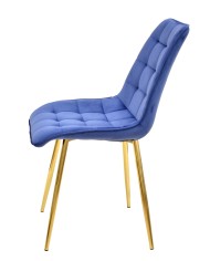 Silla GILDA, metal, dorado, tejido velvet azul