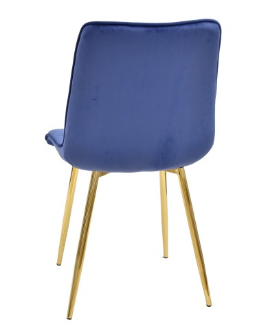 Silla GILDA, metal, dorado, tejido velvet azul