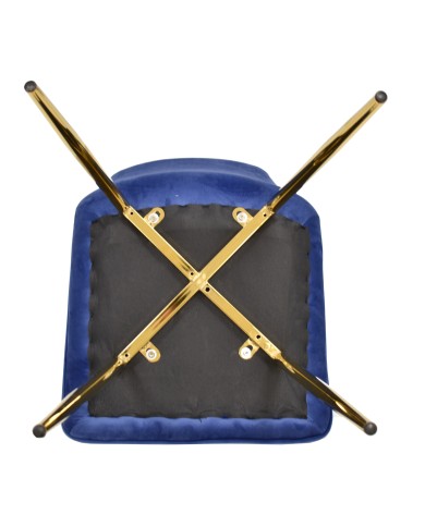 Silla GILDA, metal, dorado, tejido velvet azul