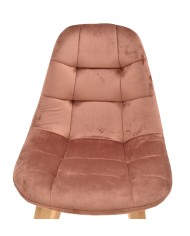 Silla LORENA, madera, tapizada velvet rosa coral