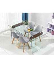 Mesa SELENE, madera, cristal templado, 200x90 cms