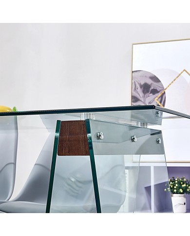 Mesa SELENE, madera, cristal templado, 200x90 cms